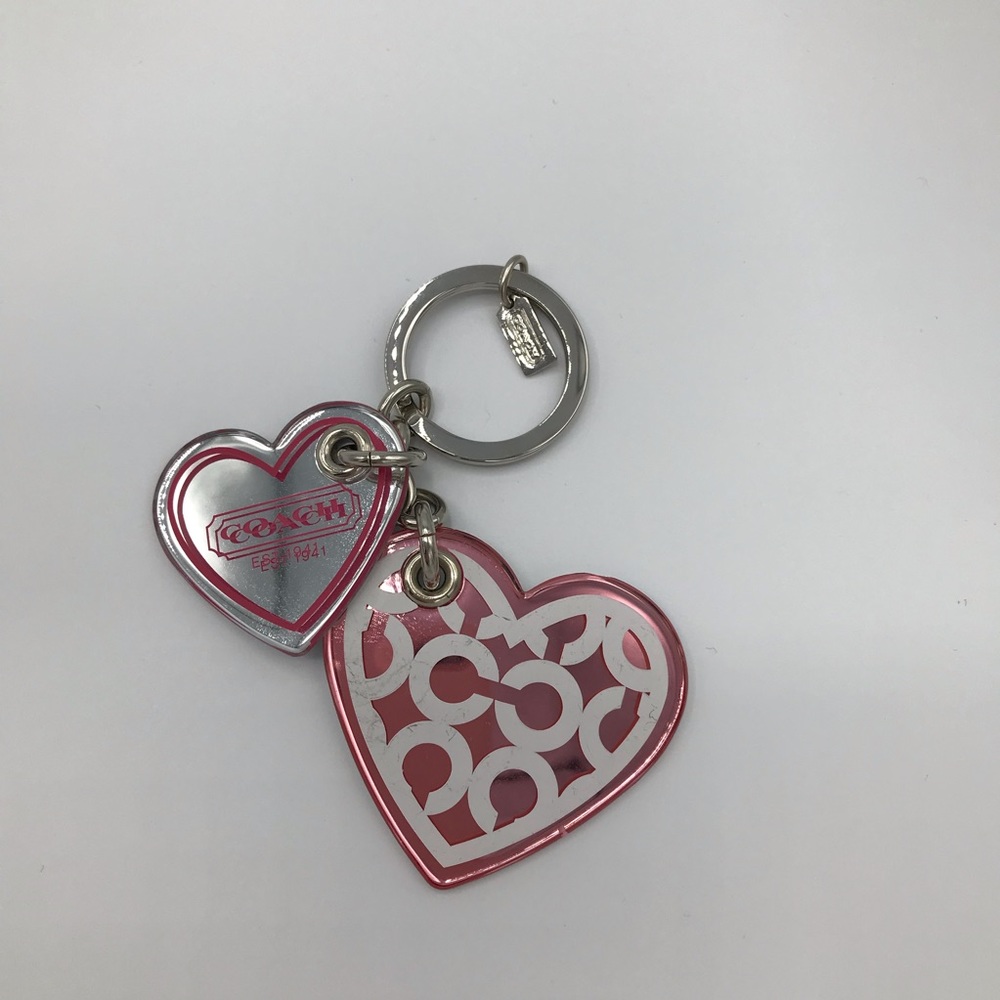 Coach Pink Hearts Key Chain